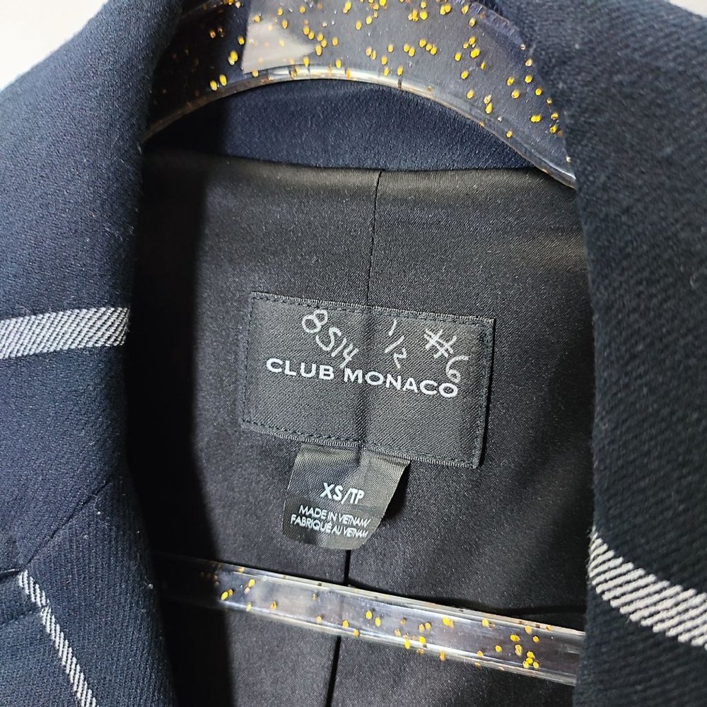 Club Monaco plaid coat dark blue white lines - Picture 3 of 13